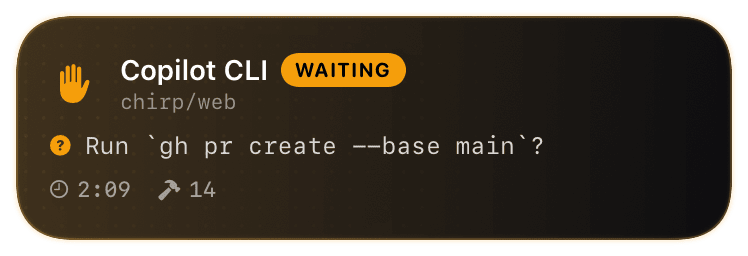 copilot (waiting-on-permission) Live Activity preview