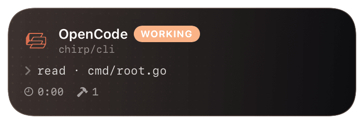 opencode (primary) Live Activity preview