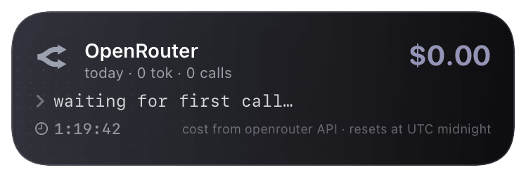 openrouter-spend (idle-waiting-first-call) Live Activity preview